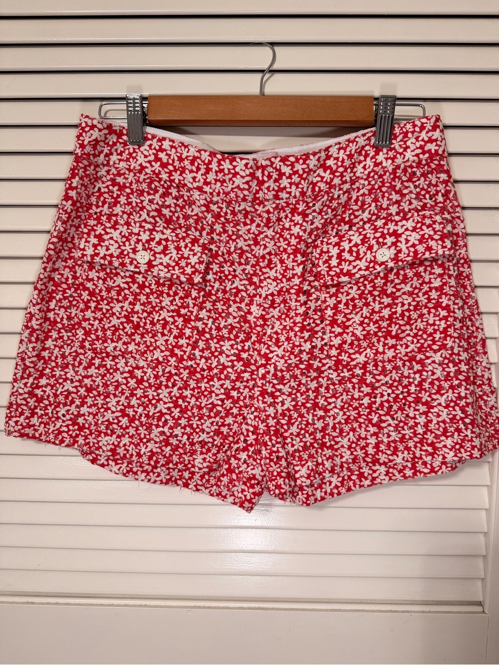 SOLID & STRIPED Cotton Red Floral eyelet High-Waist Women’s Shorts - Size L